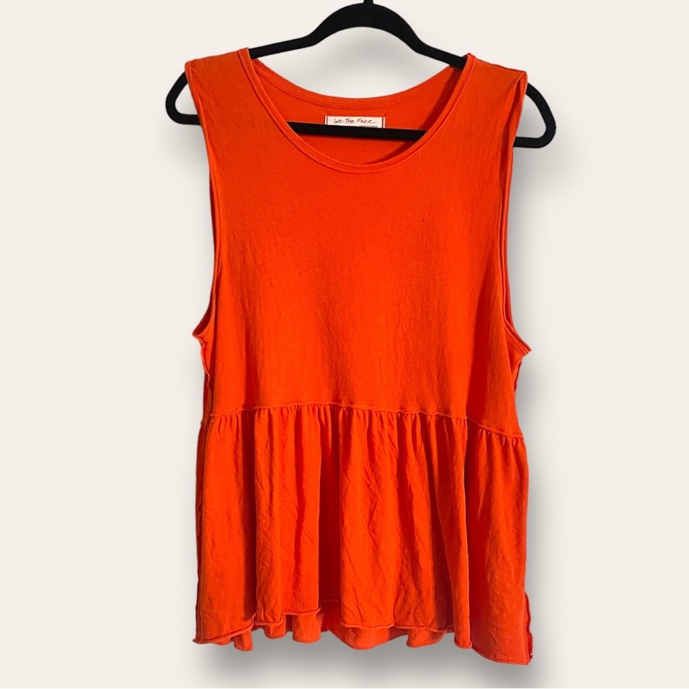 SOLD🚨Free People Raw Edge Drop Waist Sleeveless Anytime Tank Orange - Picture 6 of 10